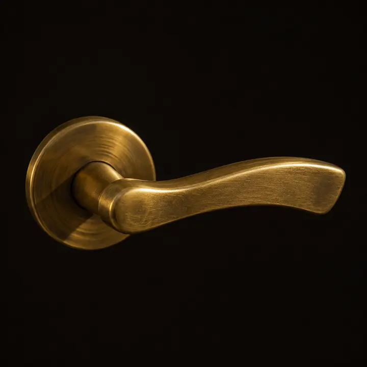 Lever handle on rose