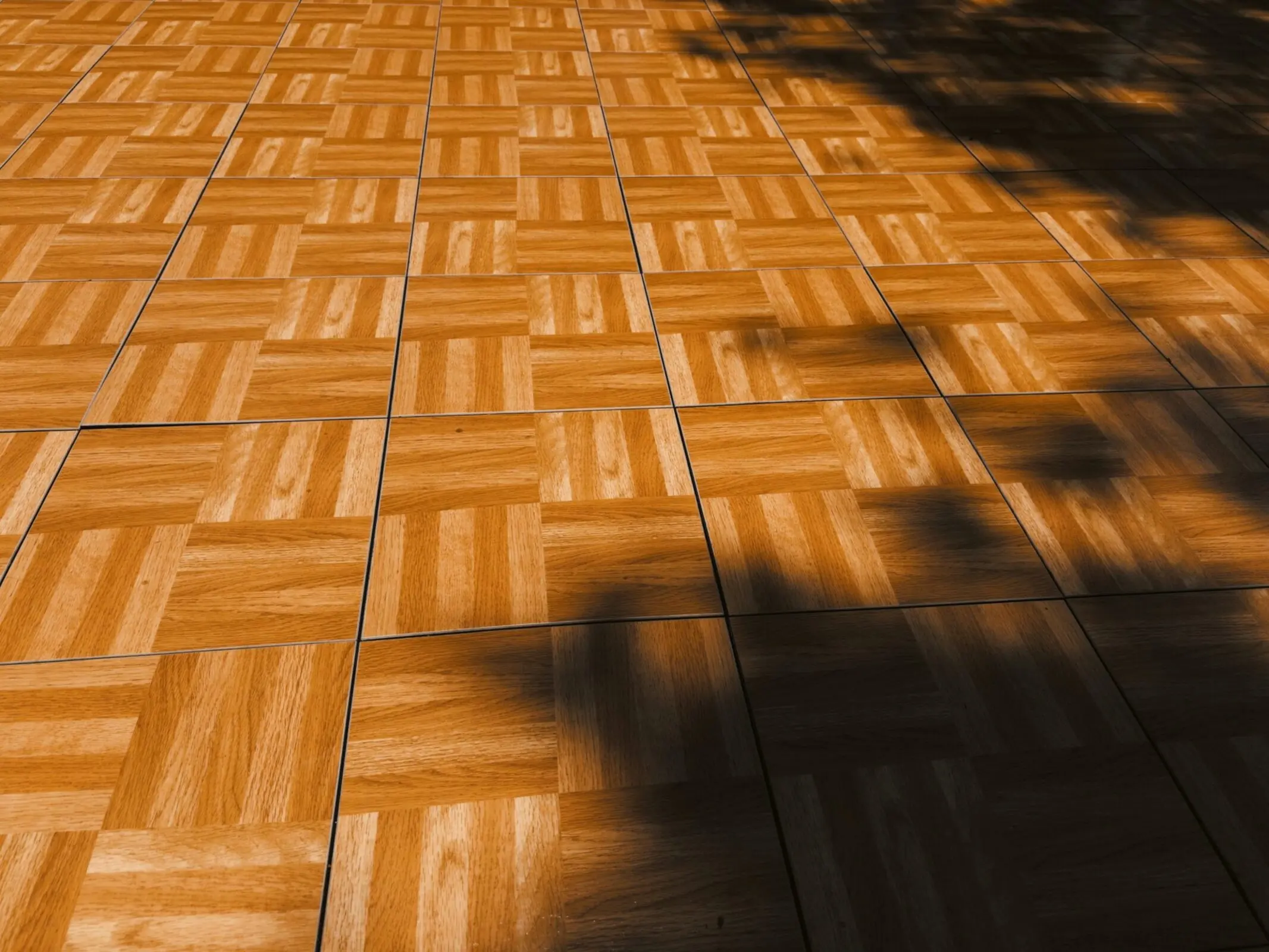 Parquet flooring in sunlight
